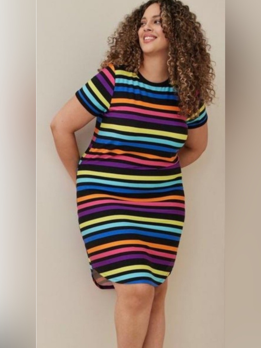 Torrid Multicolor Striped T-Shirt Dress 
Size 3